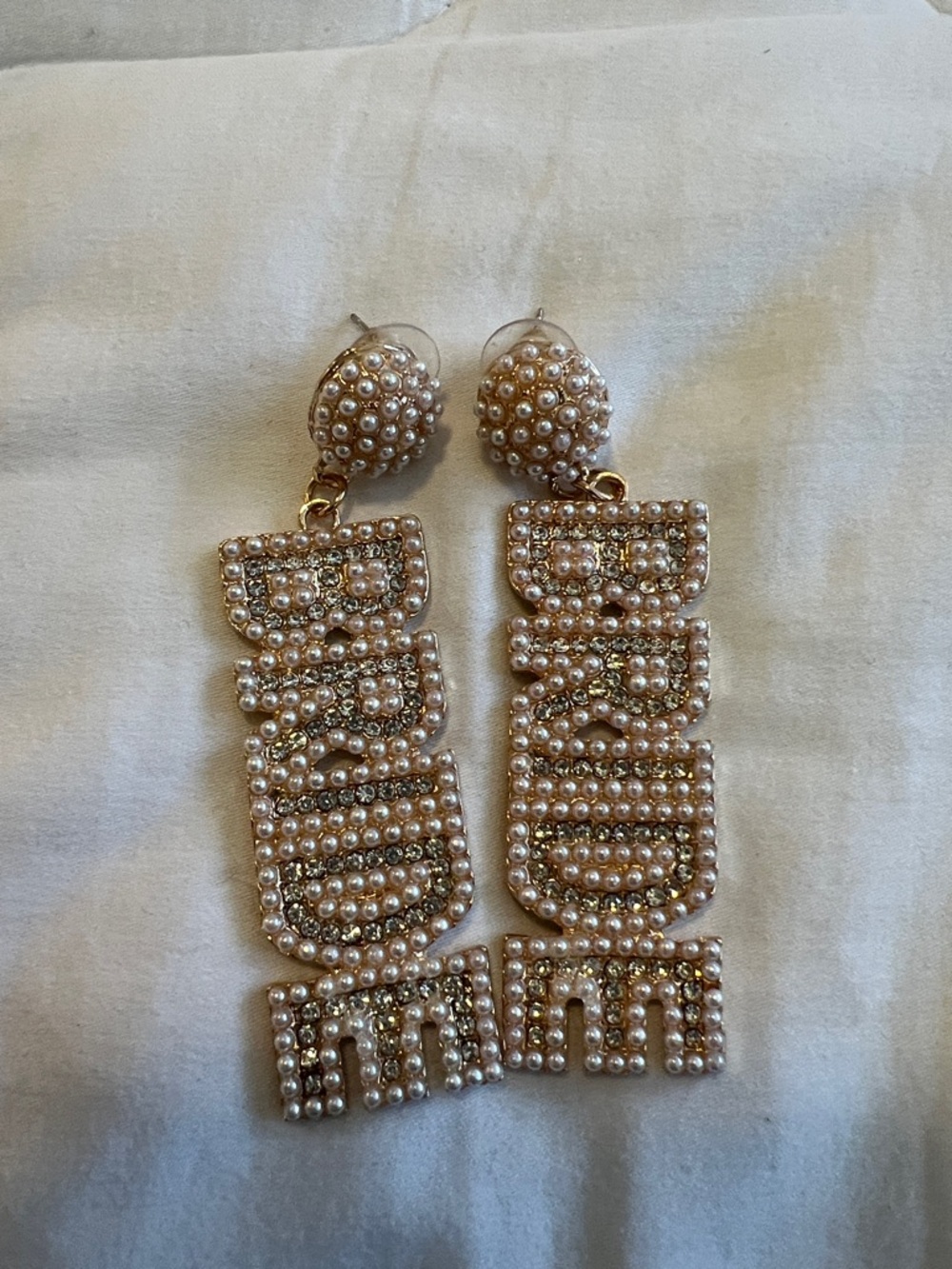 Pearl-Embellished Drop Earrings - Pearl Statement